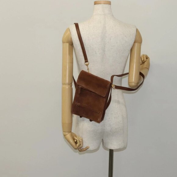 GUCCI Horsebit Backpack Suede Brown Gold Auth - Picture 1 of 16